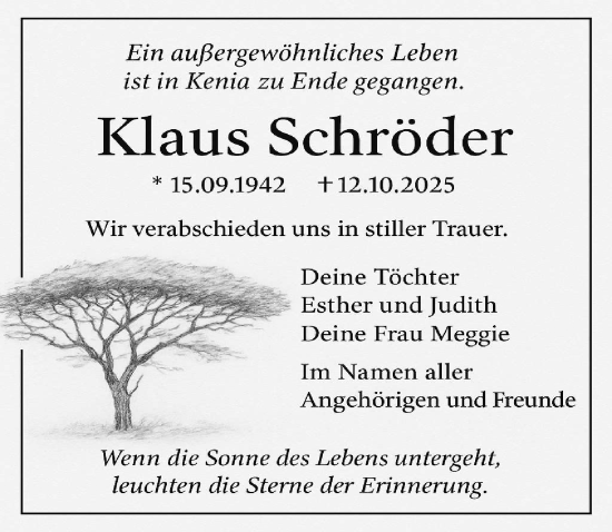 Traueranzeige von Klaus Schröder von Hannoversche Allgemeine Zeitung/Neue Presse