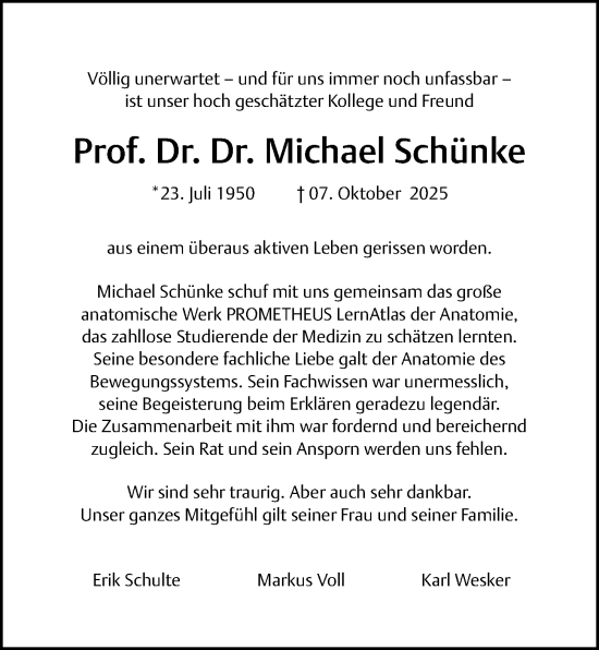 Traueranzeige von Michael Schünke von Kieler Nachrichten