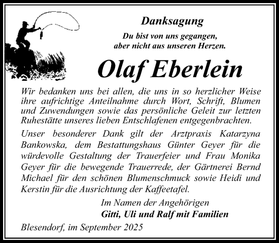 Traueranzeige von Olaf Eberlein von Wochenspiegel