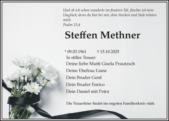 Traueranzeige von Steffen Methner von Leipziger Volkszeitung