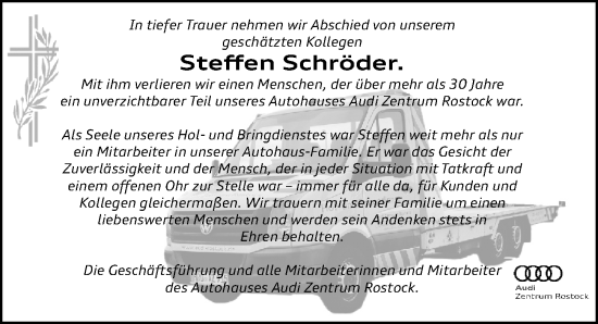 Traueranzeige von Steffen Schröder von Ostsee-Zeitung GmbH