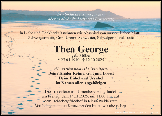Traueranzeige von Thea George von Sächsische Zeitung