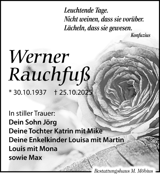 Traueranzeige von Werner Rauchfuß von Leipziger Volkszeitung