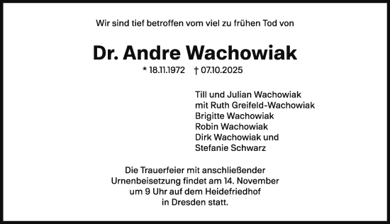 Traueranzeige von Andre Wachowiak von Sächsische Zeitung
