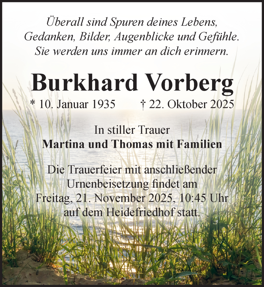  Traueranzeige für Burkhard Vorberg vom 08.11.2025 aus Sächsische Zeitung