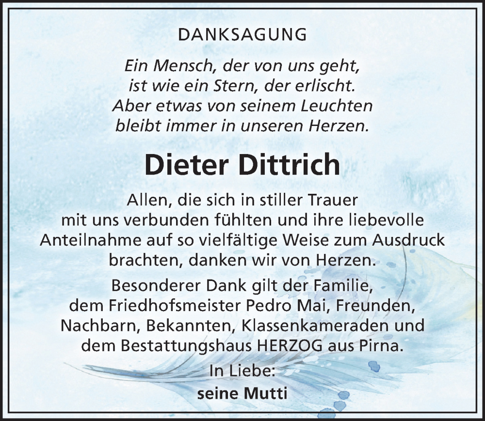  Traueranzeige für Dieter Dittrich vom 29.11.2025 aus Sächsische Zeitung
