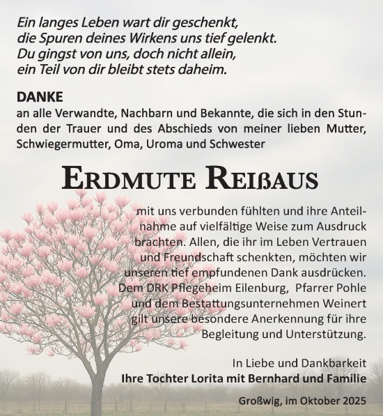Traueranzeige von Erdmute Reibaus von Torgauer Zeitung