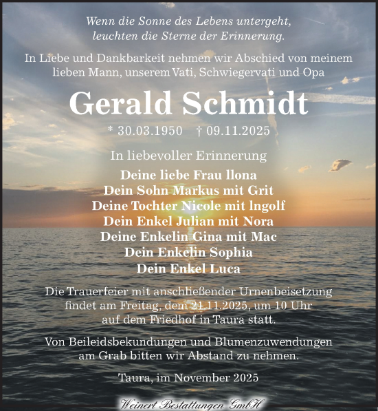 Traueranzeige von Gerald Schmidt von Torgauer Zeitung