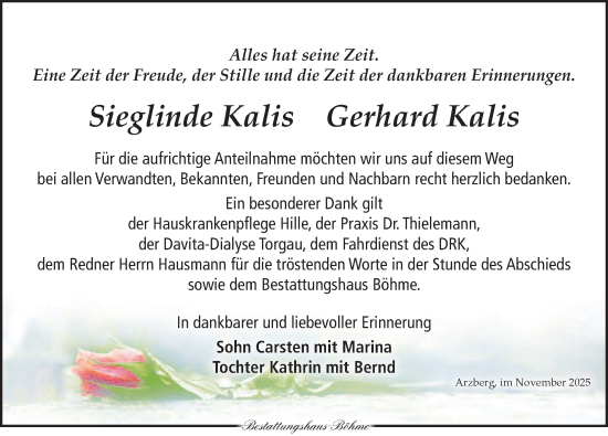 Traueranzeige von Gerhard Kalis von Torgauer Zeitung
