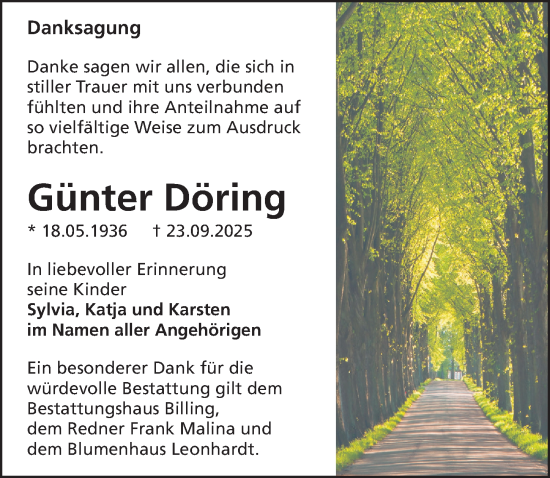 Traueranzeige von Günter Döring von Sächsische Zeitung