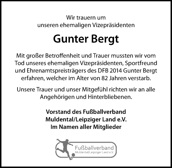 Traueranzeige von Gunter Bergt von Leipziger Volkszeitung