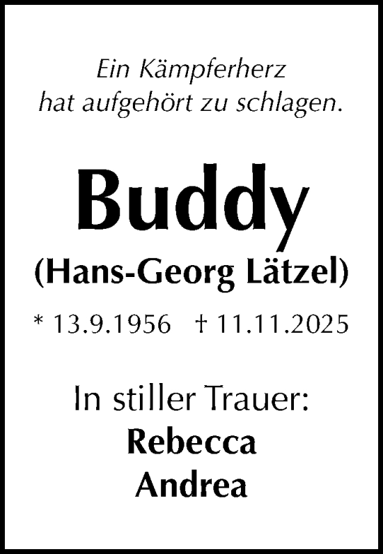 Traueranzeige von Hans-Georg Lätzel von Lübecker Nachrichten