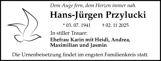 Traueranzeige von Hans-Jürgen Przylucki von Sächsische Zeitung