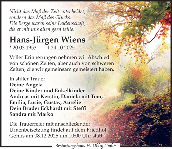 Traueranzeige von Hans-Jürgen Wiens von Leipziger Volkszeitung