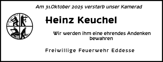 Traueranzeige von Heinz Keuchel von Peiner Allgemeine Zeitung