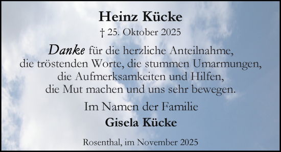 Traueranzeige von Heinz Kücke von Peiner Allgemeine Zeitung