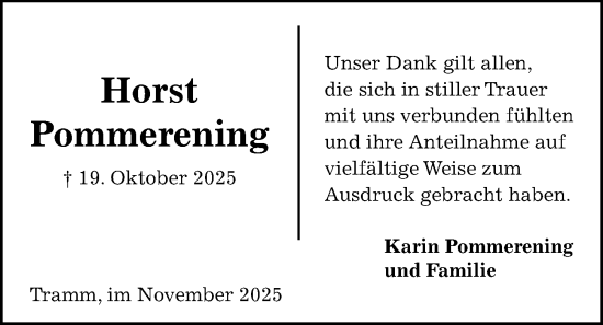 Traueranzeige von Horst Pommerening von Kieler Nachrichten