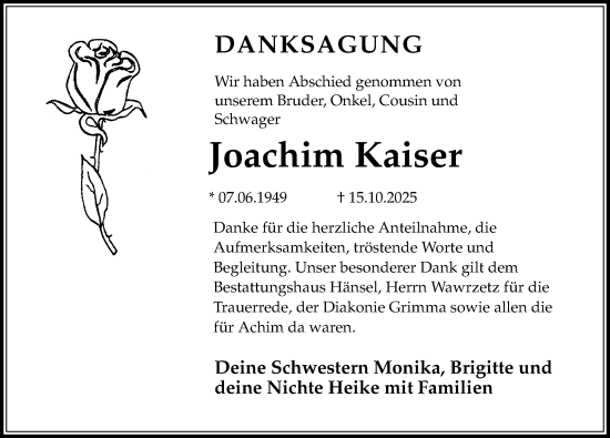 Traueranzeige von Joachim Kaiser von Leipziger Volkszeitung