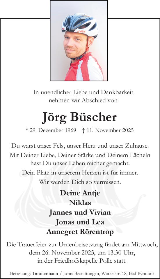 Traueranzeige von Jörg Büscher von Täglicher Anzeiger Holzminden