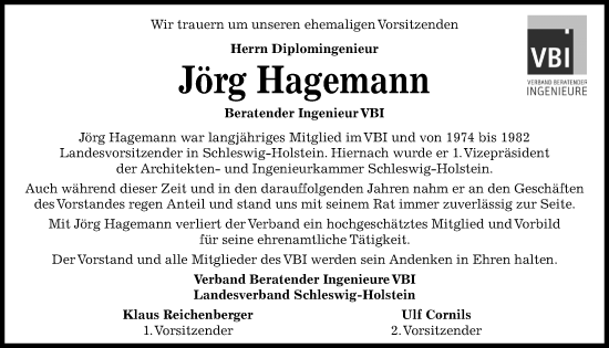 Traueranzeige von Jörg Hagemann von Kieler Nachrichten