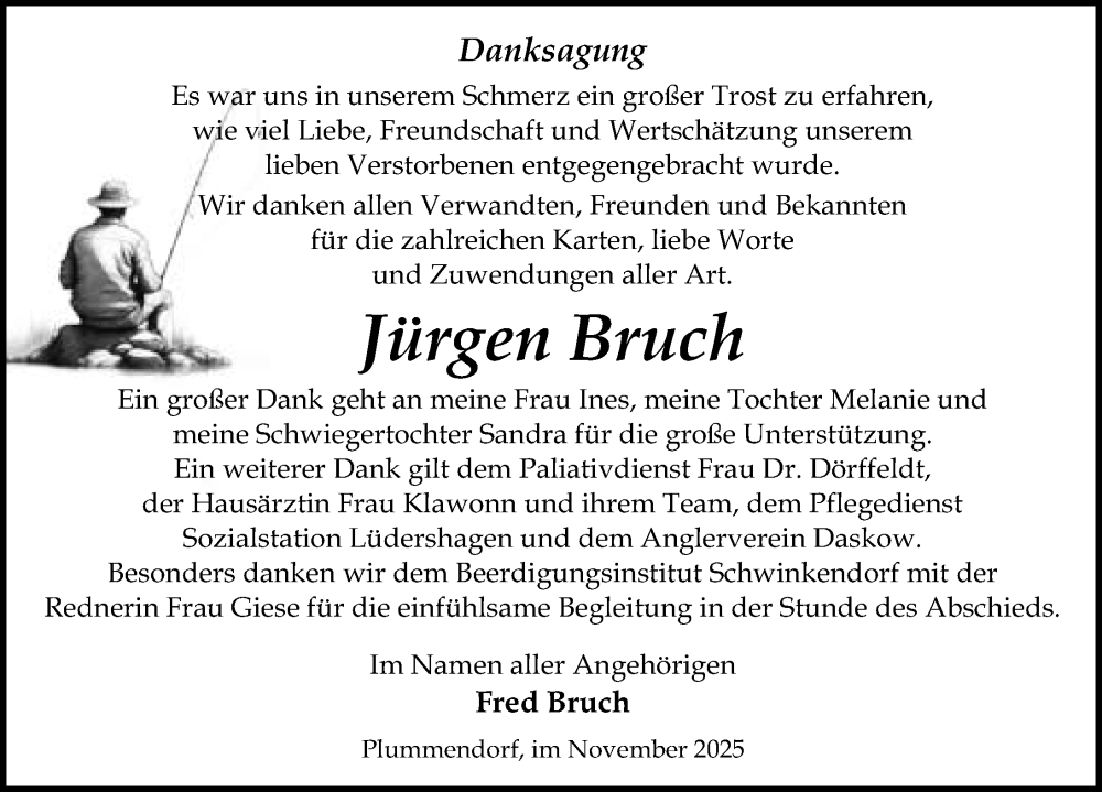  Traueranzeige für Jürgen Bruch vom 29.11.2025 aus Ostsee-Zeitung GmbH