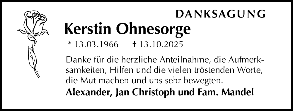  Traueranzeige für Kerstin Ohnesorge vom 22.11.2025 aus Göttinger Tageblatt