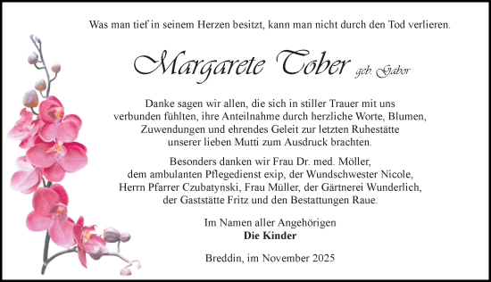 Traueranzeige von Margarete Tober von Wochenspiegel