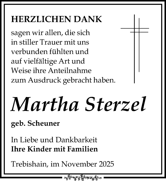 Traueranzeige von Martha Sterzel von Leipziger Volkszeitung