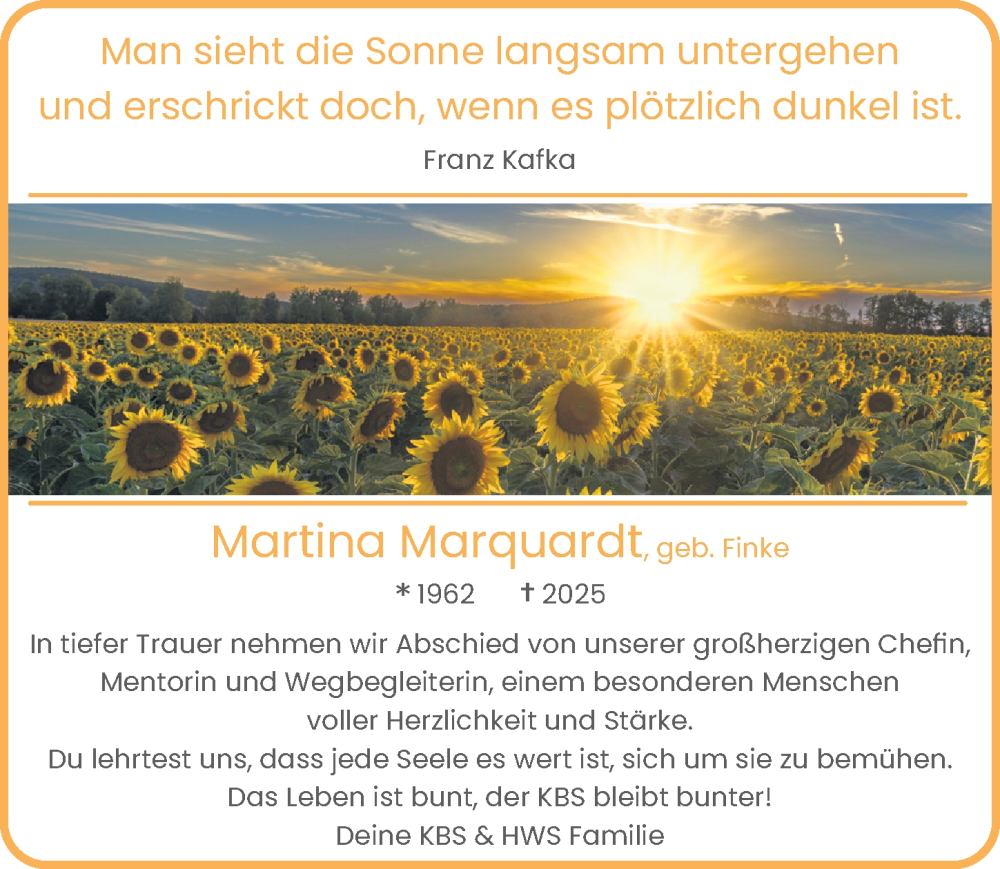  Traueranzeige für Martina Marquardt vom 02.11.2025 aus Lübecker Nachrichten
