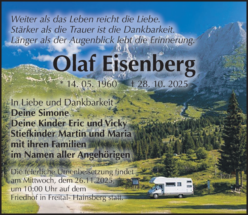  Traueranzeige für Olaf Eisenberg vom 15.11.2025 aus Sächsische Zeitung