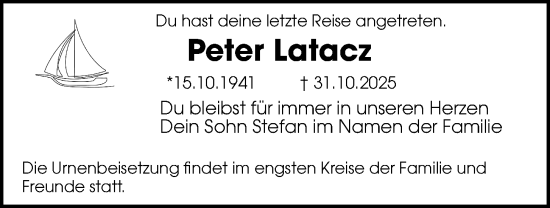 Traueranzeige von Peter Latacz von Kieler Nachrichten