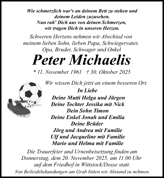 Traueranzeige von Peter Michaelis von Wochenspiegel