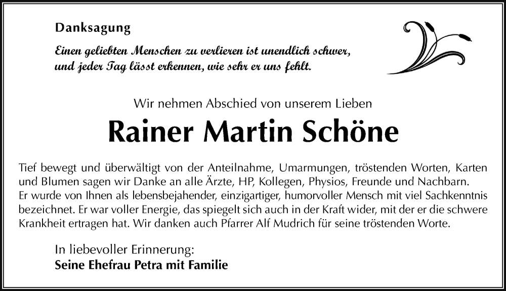  Traueranzeige für Rainer Martin Schöne vom 29.11.2025 aus Sächsische Zeitung