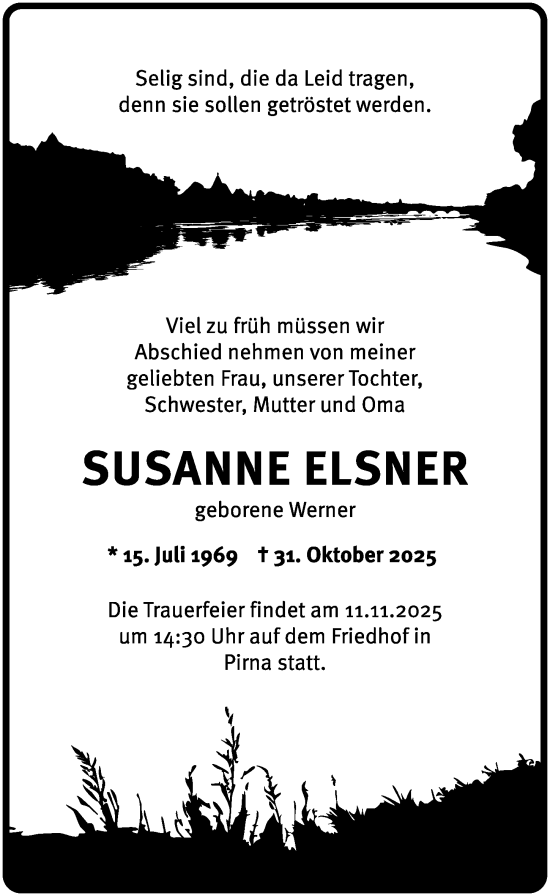 Traueranzeige von Susanne Elsner von Sächsische Zeitung