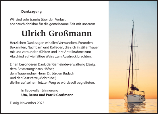 Traueranzeige von Ulrich Großmann von Torgauer Zeitung