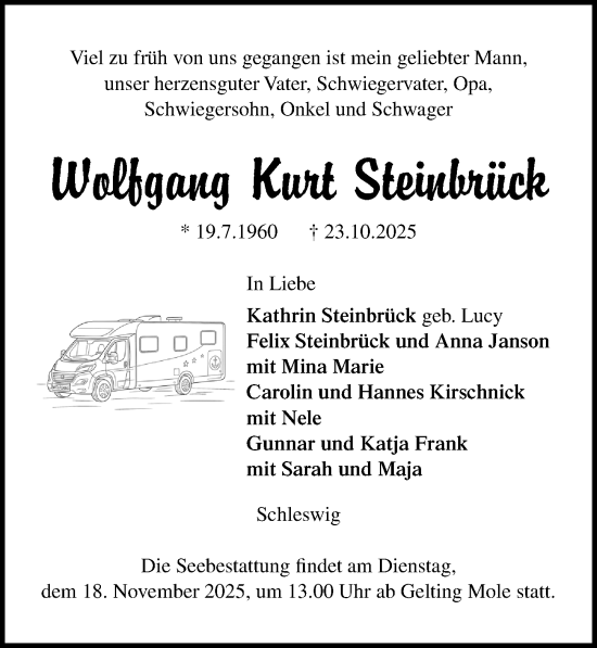 Traueranzeige von Wolfgang Kurt Steinbrück von Ostsee-Zeitung GmbH