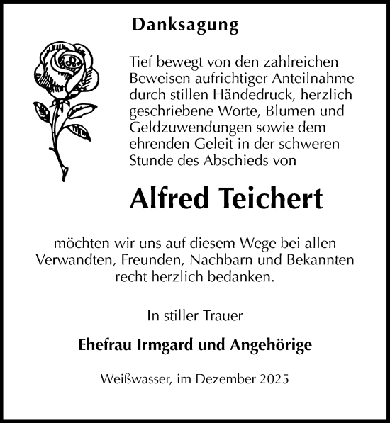 Traueranzeige von Alfred Teichert von Sächsische Zeitung