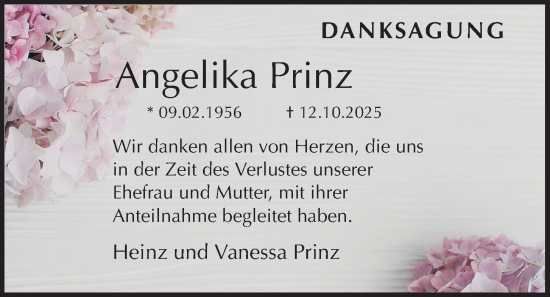Traueranzeige von Angelika Prinz von Kieler Nachrichten