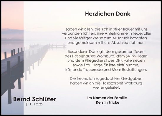 Traueranzeige von Bernd Schlüter von Aller Zeitung