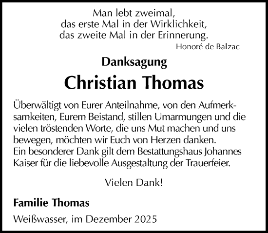Traueranzeige von Christian Thomas von Sächsische Zeitung