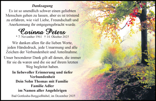 Traueranzeige von Corinna Peters von Sächsische Zeitung