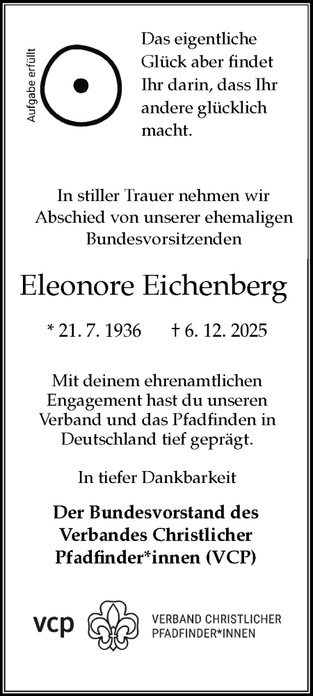 Traueranzeige von Eleonore Eichenberg von Göttinger Tageblatt