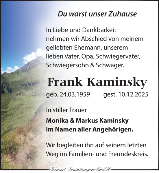 Traueranzeige von Frank Kaminsky von Torgauer Zeitung