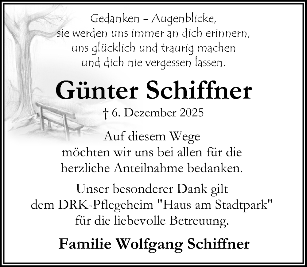  Traueranzeige für Günter Schiffner vom 20.12.2025 aus Peiner Allgemeine Zeitung