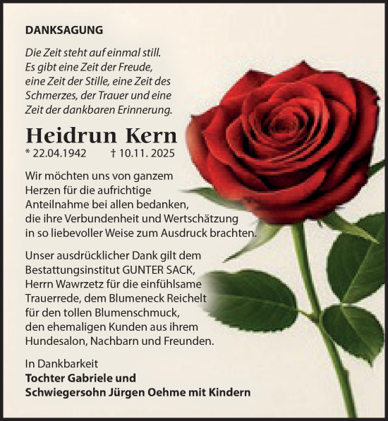 Traueranzeige von Heidrun Kern von Leipziger Volkszeitung