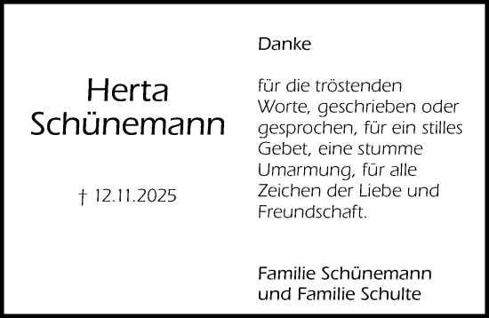 Traueranzeige von Herta Schünemann von Lübecker Nachrichten