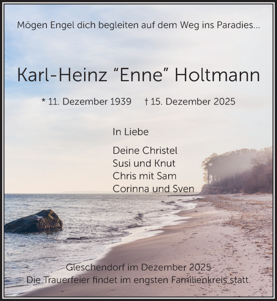 Traueranzeige von Karl-Heinz Holtmann von Lübecker Nachrichten