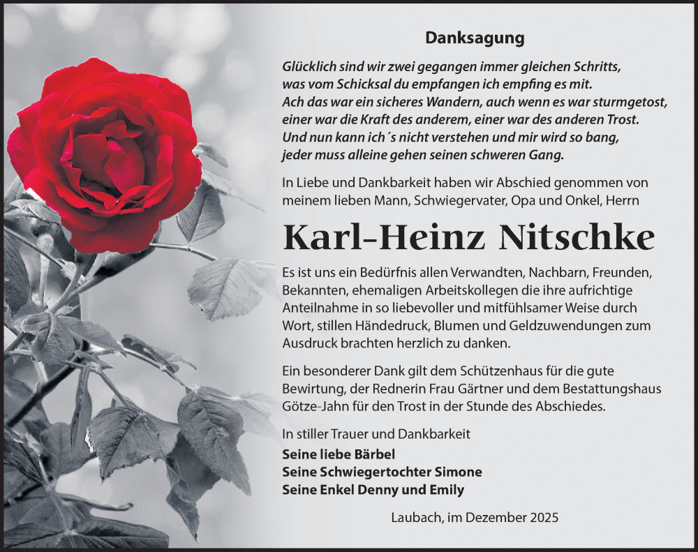  Traueranzeige für Karl-Heinz Nitschke vom 20.12.2025 aus Sächsische Zeitung