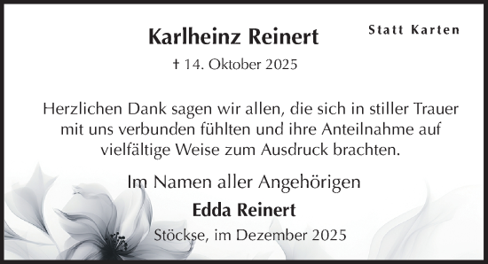 Traueranzeige von Karlheinz Reinert von Die Harke