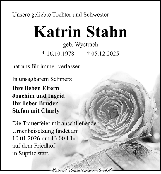 Traueranzeige von Katrin Stahn von Torgauer Zeitung